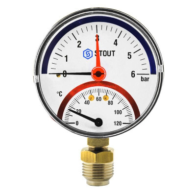 ������������� ������. (����.�����) � ���.�����. ����. Dn 80 ��, 1/2", 0-10 bar, 0-120��, STOUT